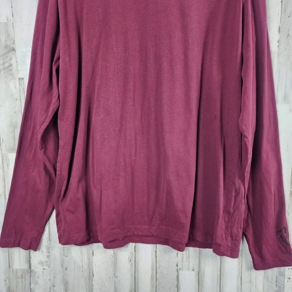 True Religion Long Sleeve Crew Neck Tee Shirt Maroon Size 3XL
